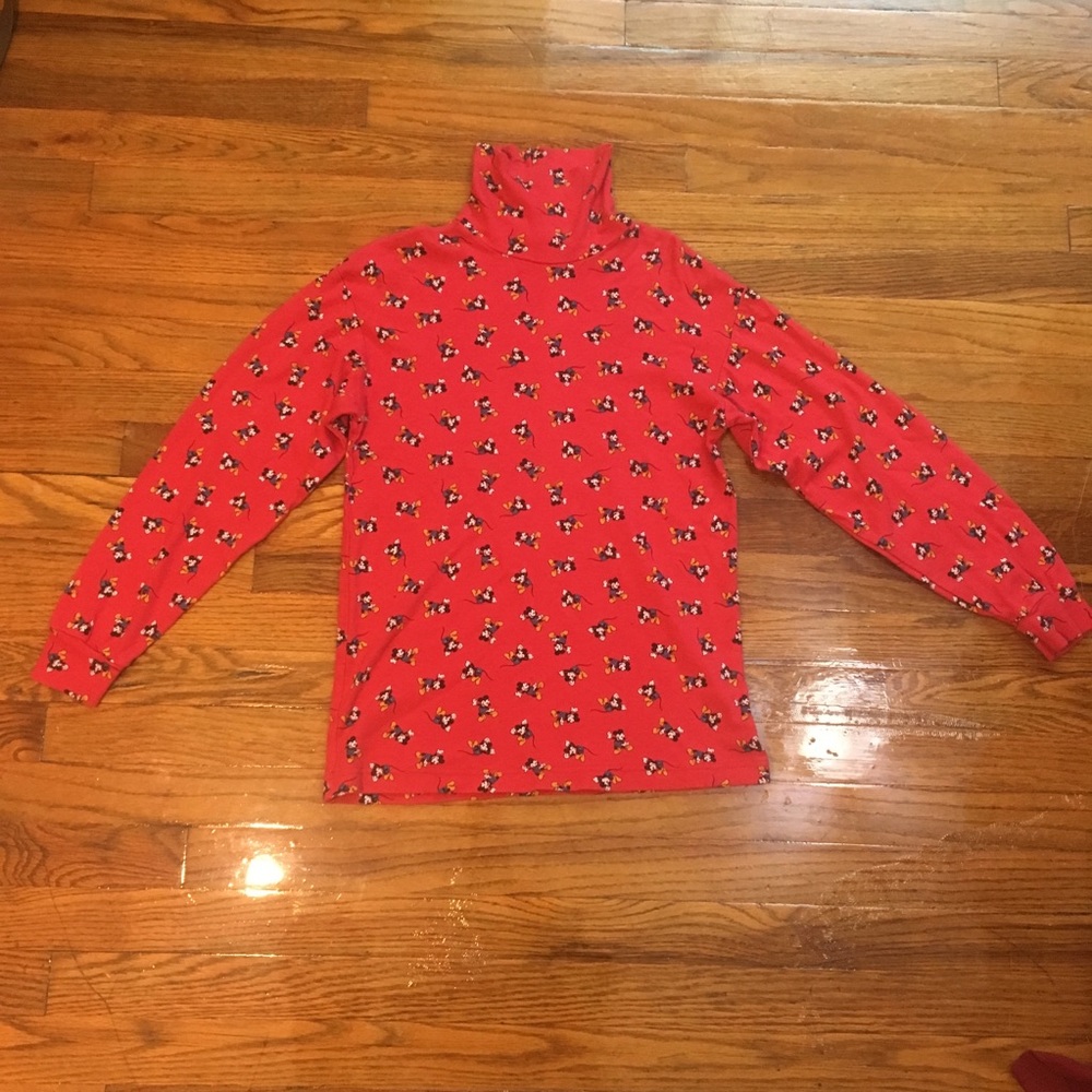 Vintage Disney Mickey Mouse Red Turtleneck Small
